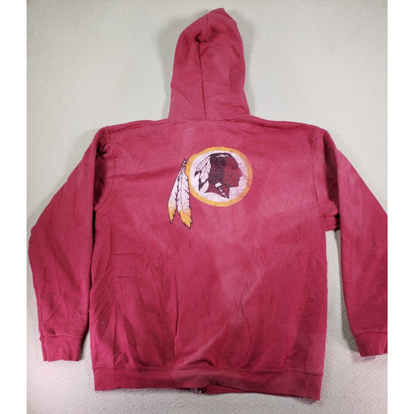 Washington Redskins Sweater Mens Large L Sweatshirt Full Zip Red Hoodie Fleece - Picture 12 of 15